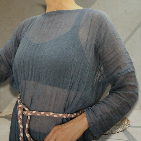 Caftan vaporos din bumbac topit pentru plaja